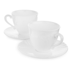 two cups on a plate isolated
