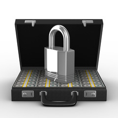 Case with money on white background. isolated  3D image