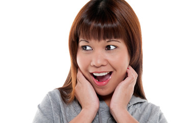 Happy and surprised woman
