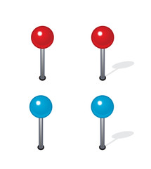 Group of map navigation icons and pin