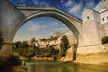 Mostar with the famous bridge, Bosnia and Herczegovina