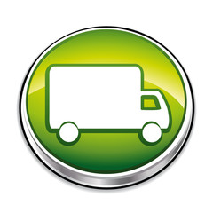 Green delivery truck icon.
