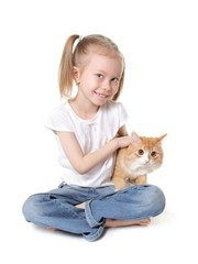 cute little girl with kitten