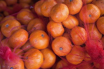 fresh  mandarines in a net