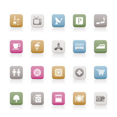 Hotel and Motel objects icons - vector icon set