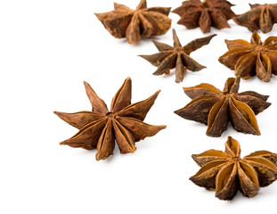 Star anise on a white background