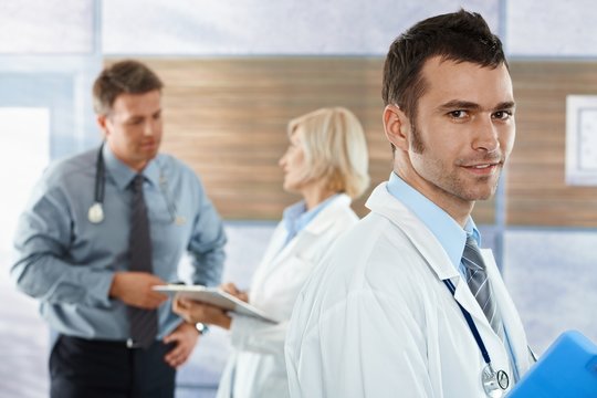 Doctor on hospital corridor