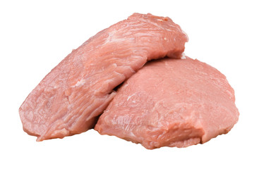 Raw meat on white background