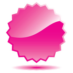 Pink glossy sticker with shadow.