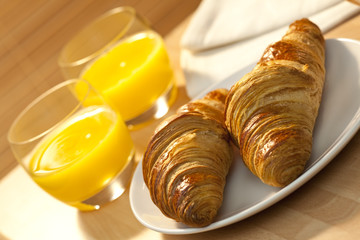 Healthy Continental Breakfast Croissant and Orange Juice