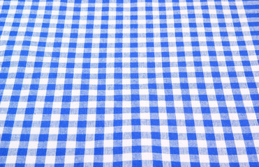 Blue and white checkered tablecloth