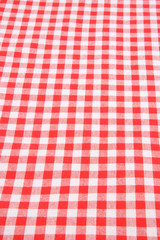 Red and white checkered tablecloth