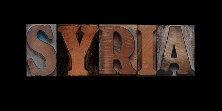 the word Syria in old letterpress wood type