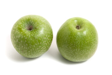 two fresh green apples