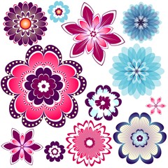 Collection abstract flowers for design