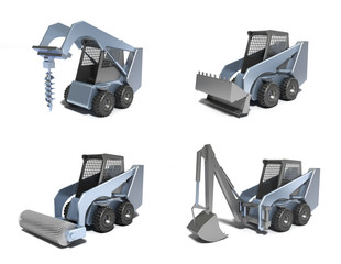 Small tractors . 3D image.