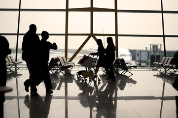 Dawn Airport Traveller silhouette