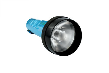 old blue flashlight