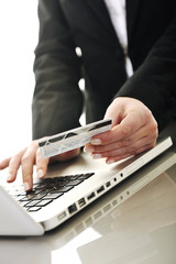 business woman making online money transaction