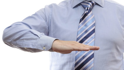 businessman giving the hand sign that shows a constant level