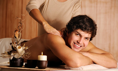 male getting relaxation massage