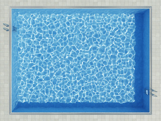 Blue water surface caustic pattern in outdoor pool