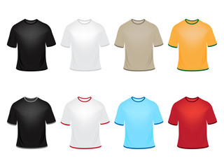 Set of vector t-shirts in different colors