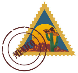 Old postal stamp with Mexico