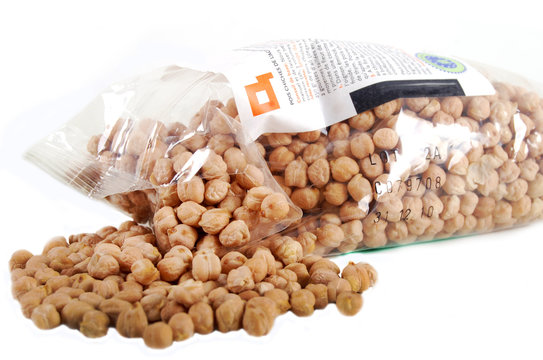 Pois chiche bio dans leur sachet  (Cicer arietinum)
