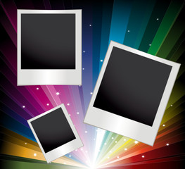 Vector set of blank printed photos on rainbow
