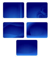 Collection of blue business cards with waves