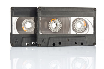 two cassette tapes with clipping path