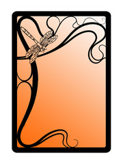 art nouveau frame with dragonfly