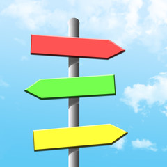 Illustration of Three pointing road signs