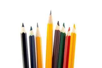 colored pencils on white background