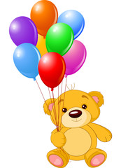 Naklejka premium Bear with balloons