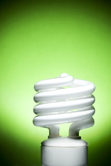 Fluorescent Bulb on Green Background