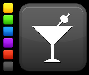 martini icon on square internet button