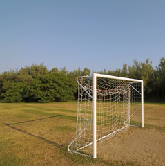 Goal in an outdoor soccer door in a playing area