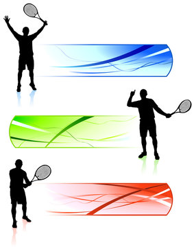 Tennis Players with Banners