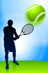 Tennis Player on Park Background