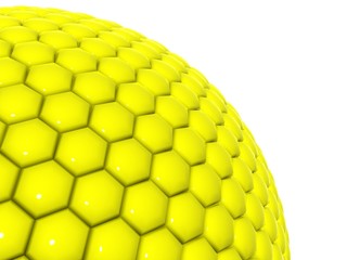 yellow mesh over the ball, cellular communication