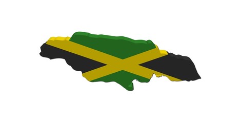 Jamaica map flag 3d render on white illustration