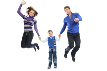 Fototapeta na wymiar jumping family