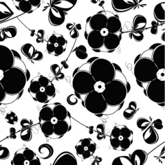 Papier Peint photo autocollant Fleurs noir et blanc Vector Retro Floral (motif sans couture)