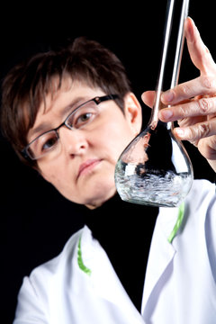 Female Scientist with flask
