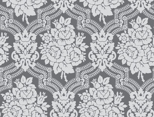 Obraz premium Vector. Damask pattern with rose bouquets