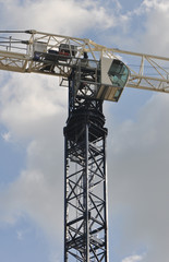 Construction crane being controlled