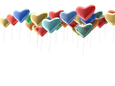 Rainbow heart balloons