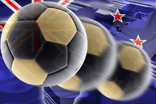 Flag of New Zealand wavy soccer